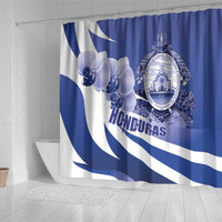 Honduras Shower Curtain Coat of Arms Orchid Navy Blue