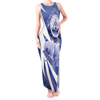 Honduras Tank Maxi Dress Coat of Arms Orchid Navy Blue - Wonder Print Shop