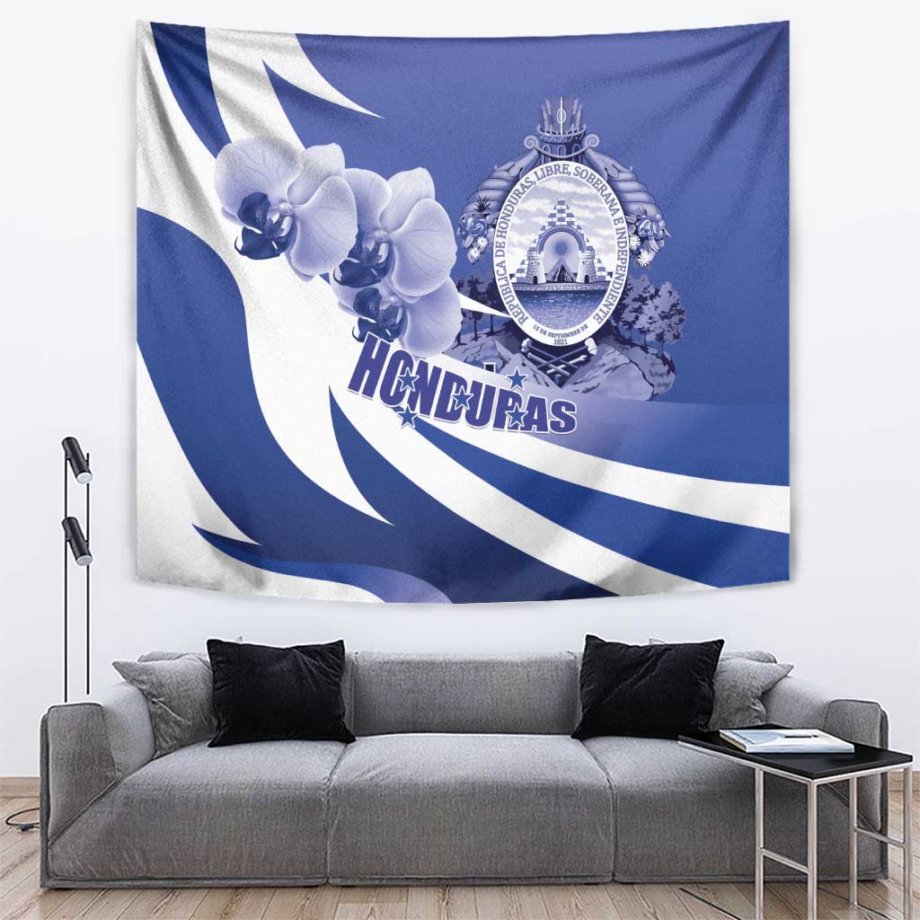 Honduras Tapestry Coat of Arms Orchid Navy Blue - Wonder Print Shop