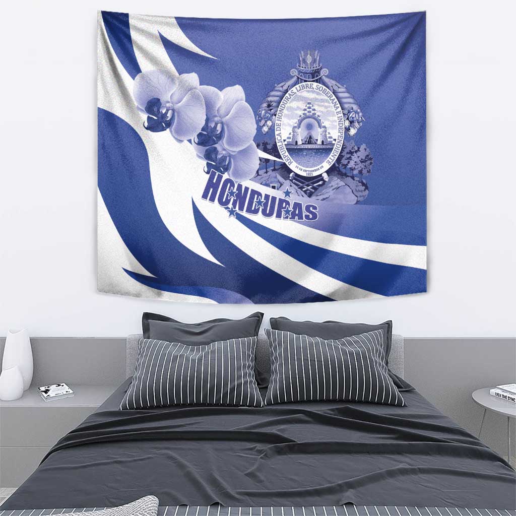 Honduras Tapestry Coat of Arms Orchid Navy Blue - Wonder Print Shop