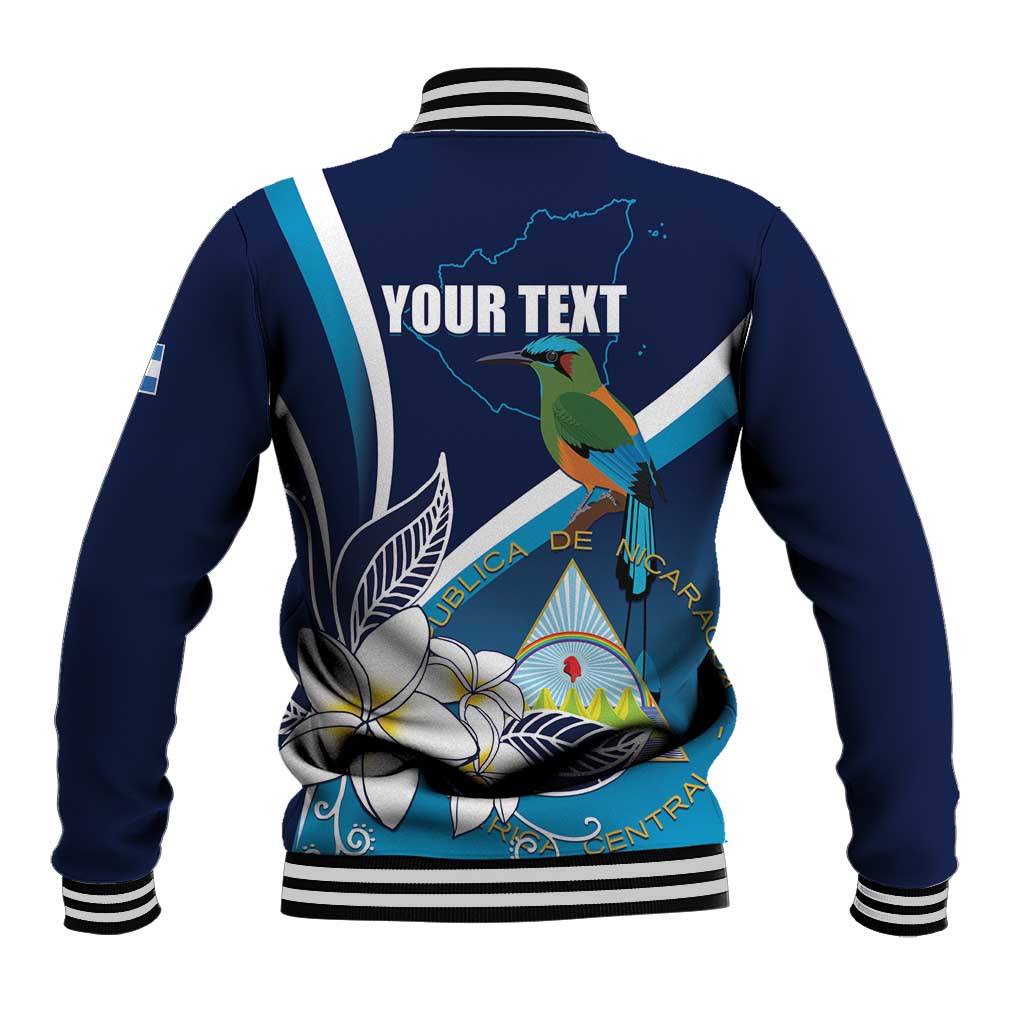 Nicaragua Independence Day Baseball Jacket Motmot Plumeria Floral - Wonder Print Shop