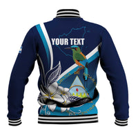 Nicaragua Independence Day Baseball Jacket Motmot Plumeria Floral - Wonder Print Shop