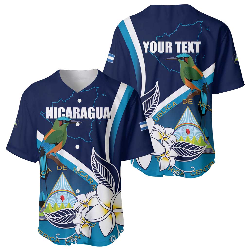 Nicaragua Independence Day Baseball Jersey Motmot Plumeria Floral - Wonder Print Shop