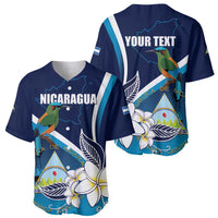 Nicaragua Independence Day Baseball Jersey Motmot Plumeria Floral - Wonder Print Shop