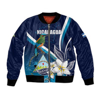 Nicaragua Independence Day Bomber Jacket Motmot Plumeria Floral - Wonder Print Shop