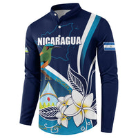 Nicaragua Independence Day Button Sweatshirt Motmot Plumeria Floral - Wonder Print Shop
