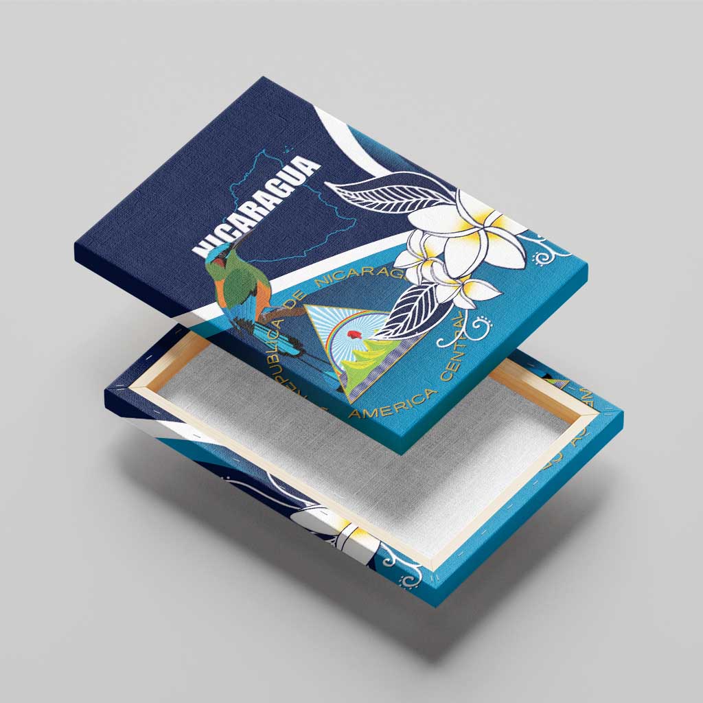 Nicaragua Independence Day Canvas Wall Art Motmot Plumeria Floral - Wonder Print Shop
