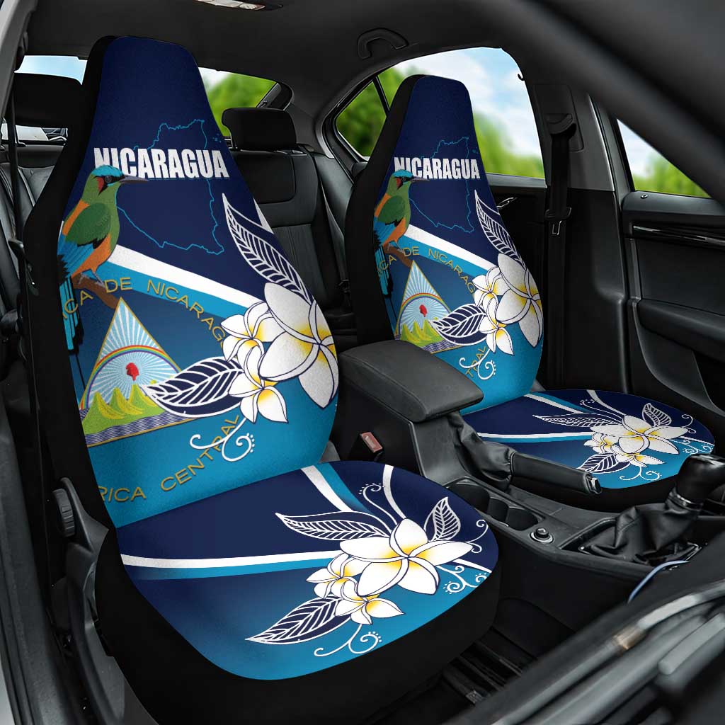Nicaragua Independence Day Car Seat Cover Motmot Plumeria Floral - Wonder Print Shop