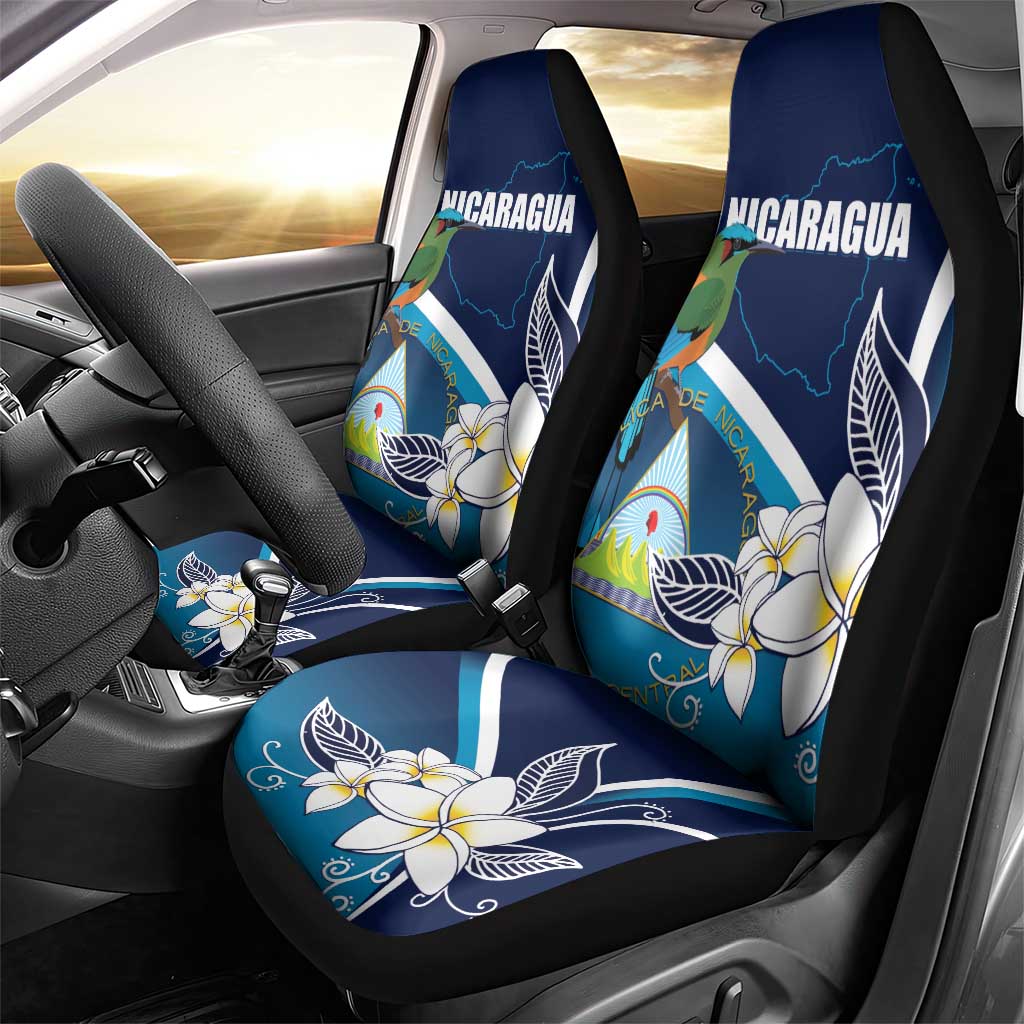 Nicaragua Independence Day Car Seat Cover Motmot Plumeria Floral - Wonder Print Shop