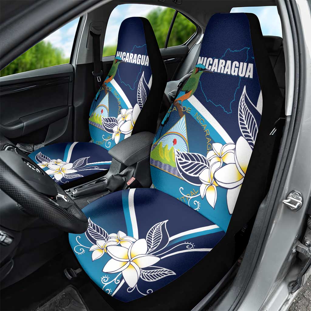Nicaragua Independence Day Car Seat Cover Motmot Plumeria Floral - Wonder Print Shop
