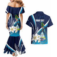 Nicaragua Independence Day Couples Matching Mermaid Dress and Hawaiian Shirt Motmot Plumeria Floral - Wonder Print Shop