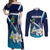 Nicaragua Independence Day Couples Matching Off Shoulder Maxi Dress and Long Sleeve Button Shirt Motmot Plumeria Floral - Wonder Print Shop