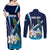 Nicaragua Independence Day Couples Matching Off Shoulder Maxi Dress and Long Sleeve Button Shirt Motmot Plumeria Floral - Wonder Print Shop