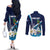 Nicaragua Independence Day Couples Matching Off The Shoulder Long Sleeve Dress and Long Sleeve Button Shirt Motmot Plumeria Floral