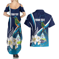 Nicaragua Independence Day Couples Matching Summer Maxi Dress and Hawaiian Shirt Motmot Plumeria Floral - Wonder Print Shop