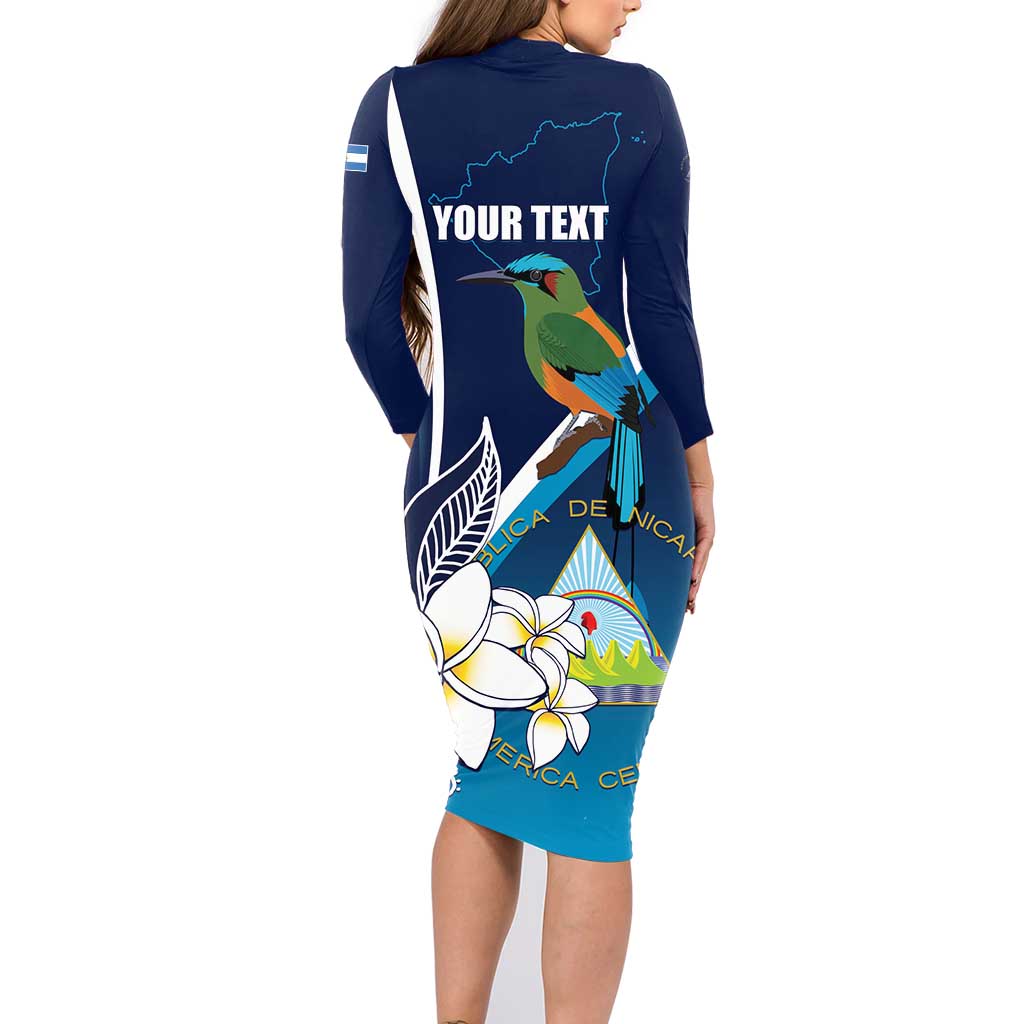 Nicaragua Independence Day Family Matching Long Sleeve Bodycon Dress and Hawaiian Shirt Motmot Plumeria Floral - Wonder Print Shop