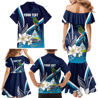 Nicaragua Independence Day Family Matching Mermaid Dress and Hawaiian Shirt Motmot Plumeria Floral - Wonder Print Shop