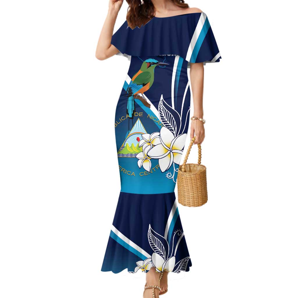Nicaragua Independence Day Family Matching Mermaid Dress and Hawaiian Shirt Motmot Plumeria Floral - Wonder Print Shop