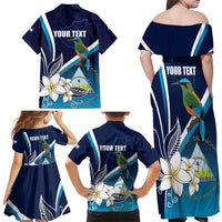 Nicaragua Independence Day Family Matching Off Shoulder Maxi Dress and Hawaiian Shirt Motmot Plumeria Floral - Wonder Print Shop