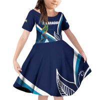 Nicaragua Independence Day Family Matching Off Shoulder Short Dress and Hawaiian Shirt Motmot Plumeria Floral - Wonder Print Shop