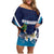 Nicaragua Independence Day Family Matching Off Shoulder Short Dress and Hawaiian Shirt Motmot Plumeria Floral - Wonder Print Shop