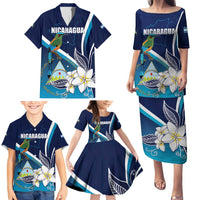 Nicaragua Independence Day Family Matching Puletasi and Hawaiian Shirt Motmot Plumeria Floral - Wonder Print Shop