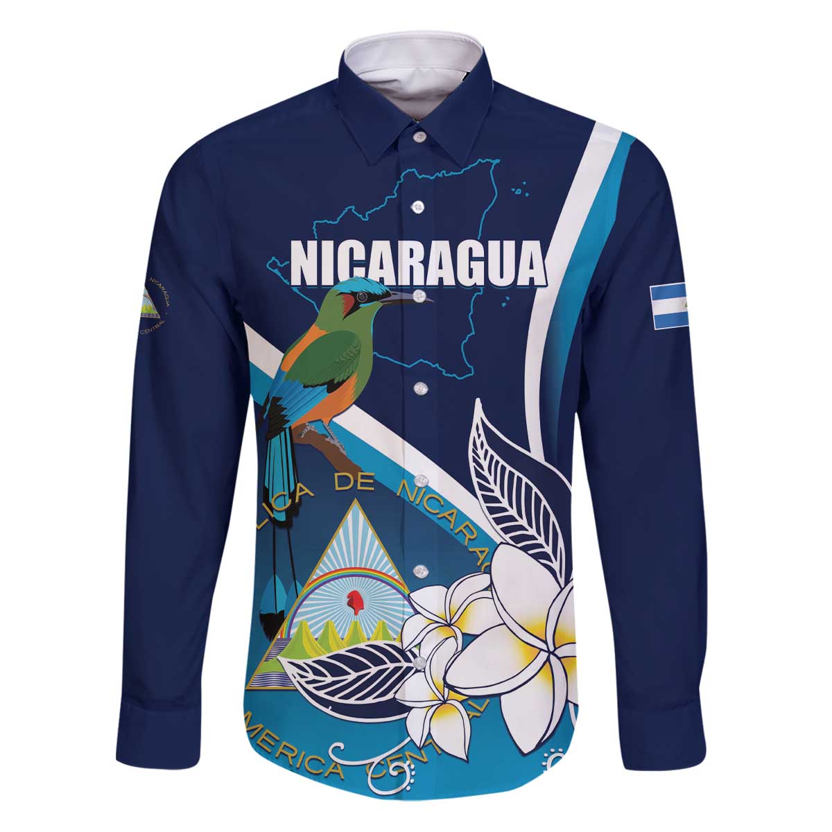 Nicaragua Independence Day Family Matching Puletasi and Hawaiian Shirt Motmot Plumeria Floral - Wonder Print Shop