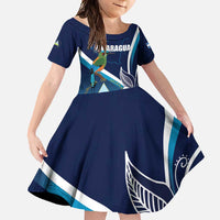 Nicaragua Independence Day Family Matching Short Sleeve Bodycon Dress and Hawaiian Shirt Motmot Plumeria Floral - Wonder Print Shop