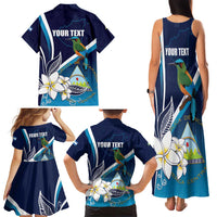 Nicaragua Independence Day Family Matching Tank Maxi Dress and Hawaiian Shirt Motmot Plumeria Floral - Wonder Print Shop