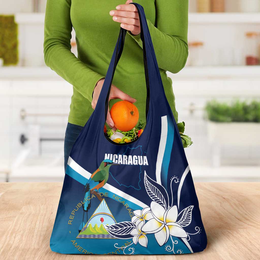 Nicaragua Independence Day Grocery Bag Motmot Plumeria Floral