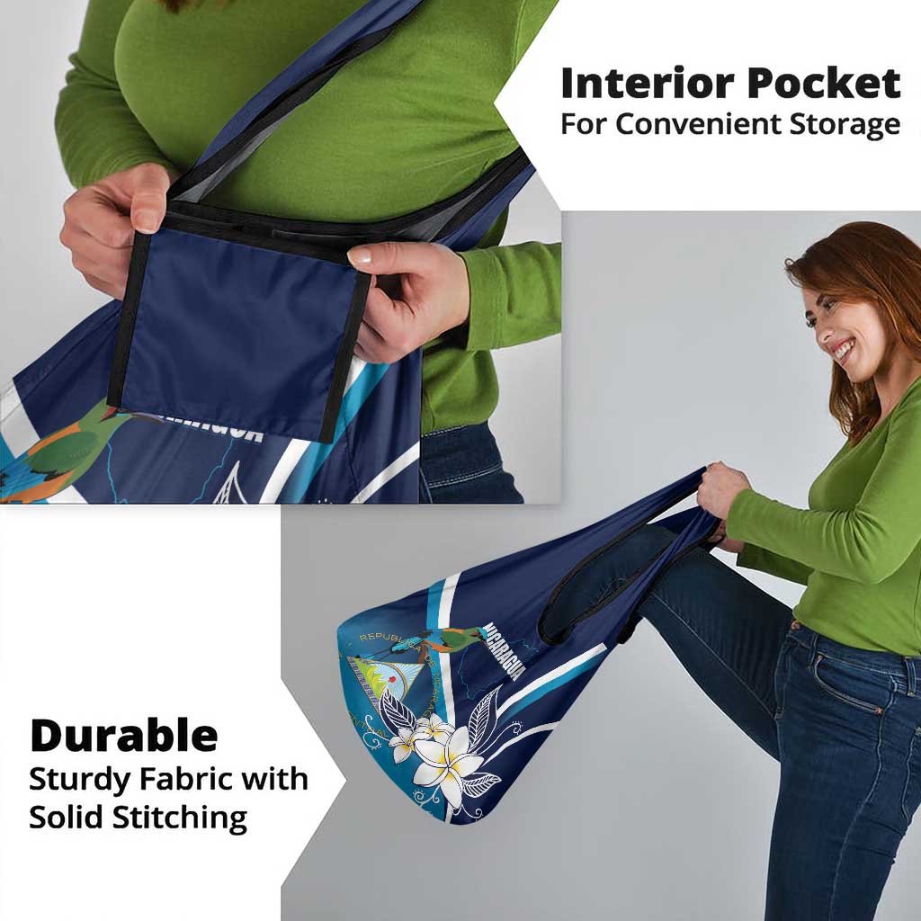 Nicaragua Independence Day Grocery Bag Motmot Plumeria Floral