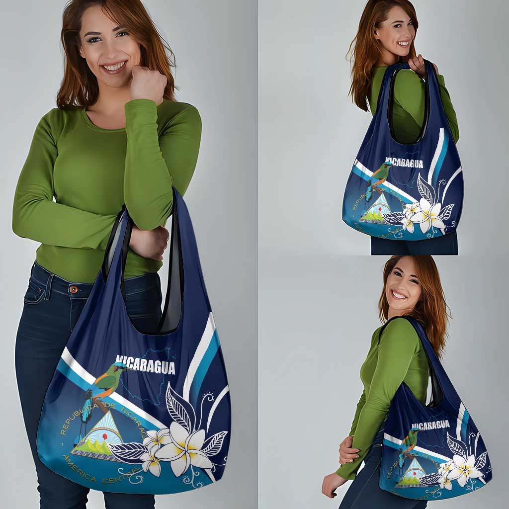 Nicaragua Independence Day Grocery Bag Motmot Plumeria Floral