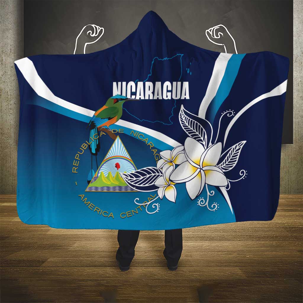 Nicaragua Independence Day Hooded Blanket Motmot Plumeria Floral