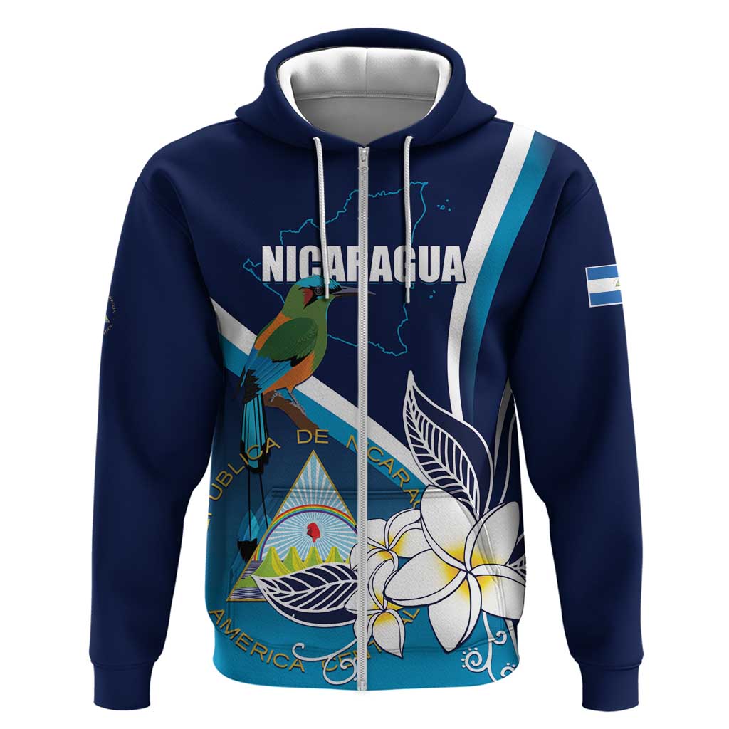 Nicaragua Independence Day Hoodie Motmot Plumeria Floral - Wonder Print Shop