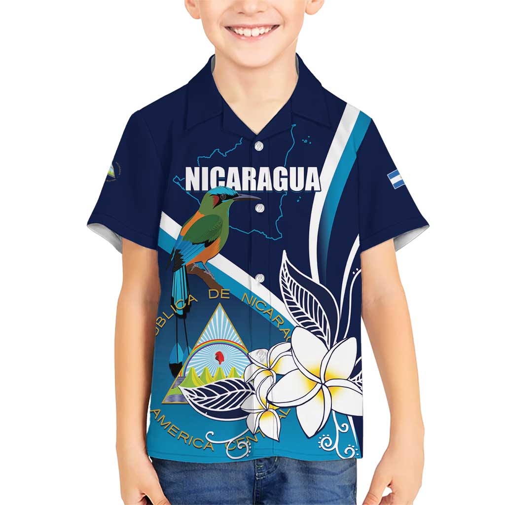 Nicaragua Independence Day Kid Hawaiian Shirt Motmot Plumeria Floral - Wonder Print Shop