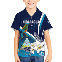 Nicaragua Independence Day Kid Hawaiian Shirt Motmot Plumeria Floral - Wonder Print Shop