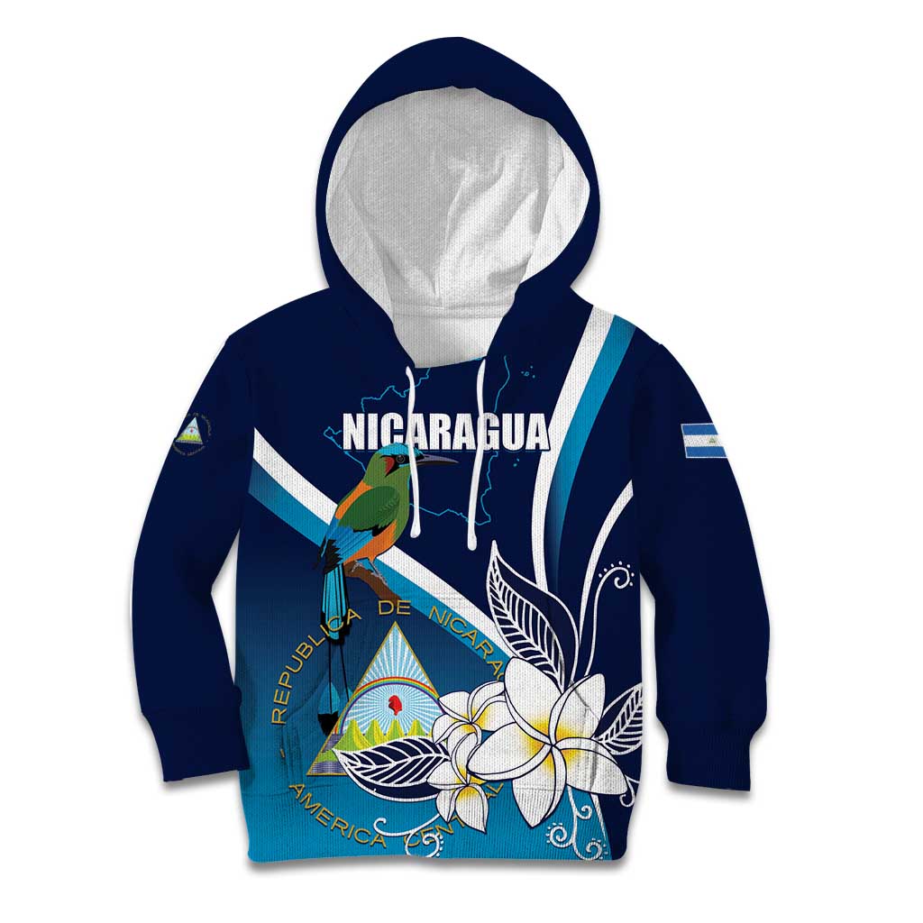 Nicaragua Independence Day Kid Hoodie Motmot Plumeria Floral - Wonder Print Shop