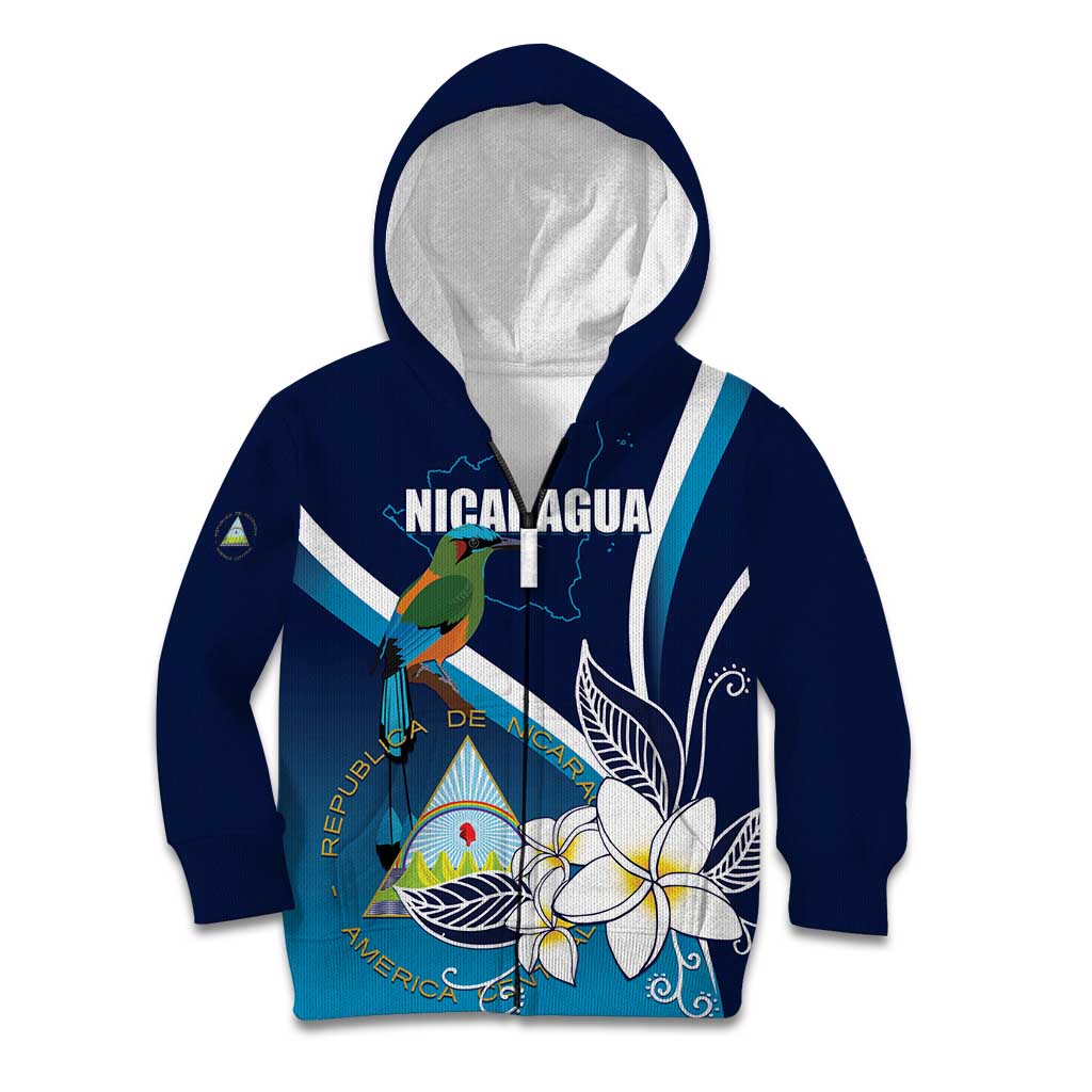 Nicaragua Independence Day Kid Hoodie Motmot Plumeria Floral - Wonder Print Shop