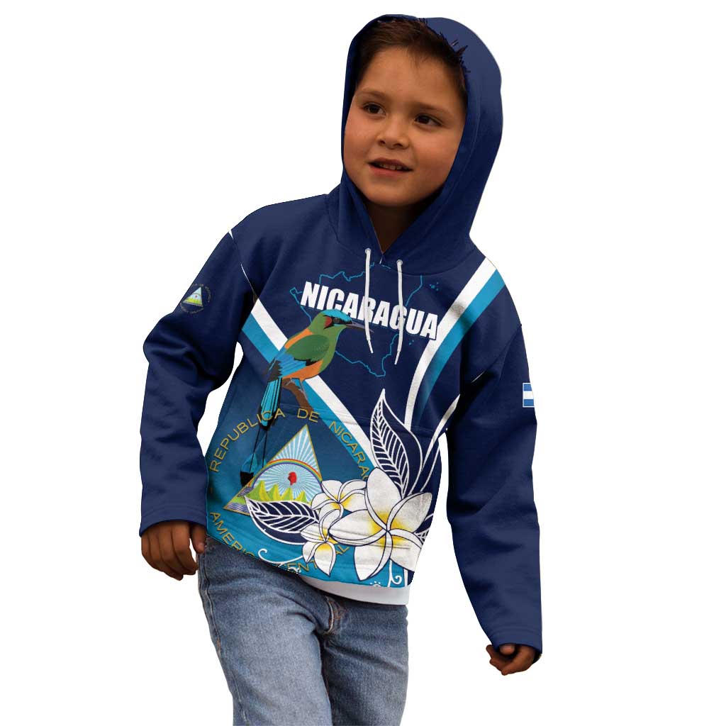 Nicaragua Independence Day Kid Hoodie Motmot Plumeria Floral - Wonder Print Shop
