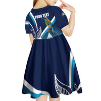 Nicaragua Independence Day Kid Short Sleeve Dress Motmot Plumeria Floral - Wonder Print Shop