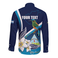 Nicaragua Independence Day Long Sleeve Button Shirt Motmot Plumeria Floral - Wonder Print Shop