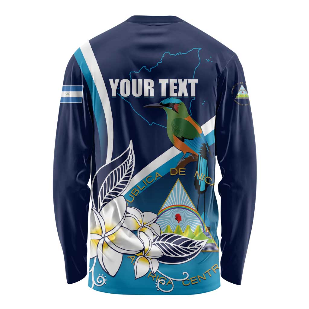 Nicaragua Independence Day Long Sleeve Shirt Motmot Plumeria Floral - Wonder Print Shop
