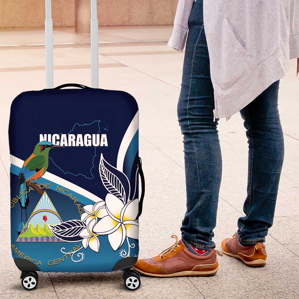 Nicaragua Independence Day Luggage Cover Motmot Plumeria Floral - Wonder Print Shop