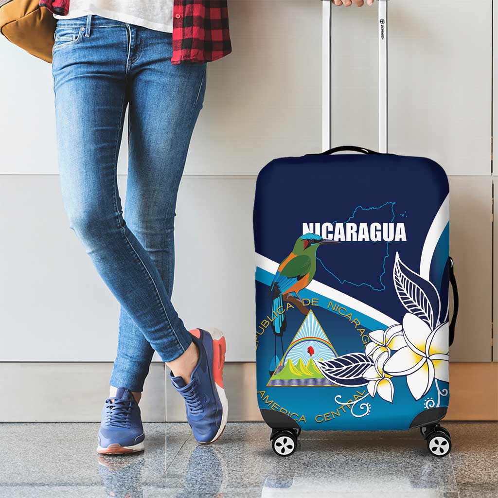Nicaragua Independence Day Luggage Cover Motmot Plumeria Floral - Wonder Print Shop