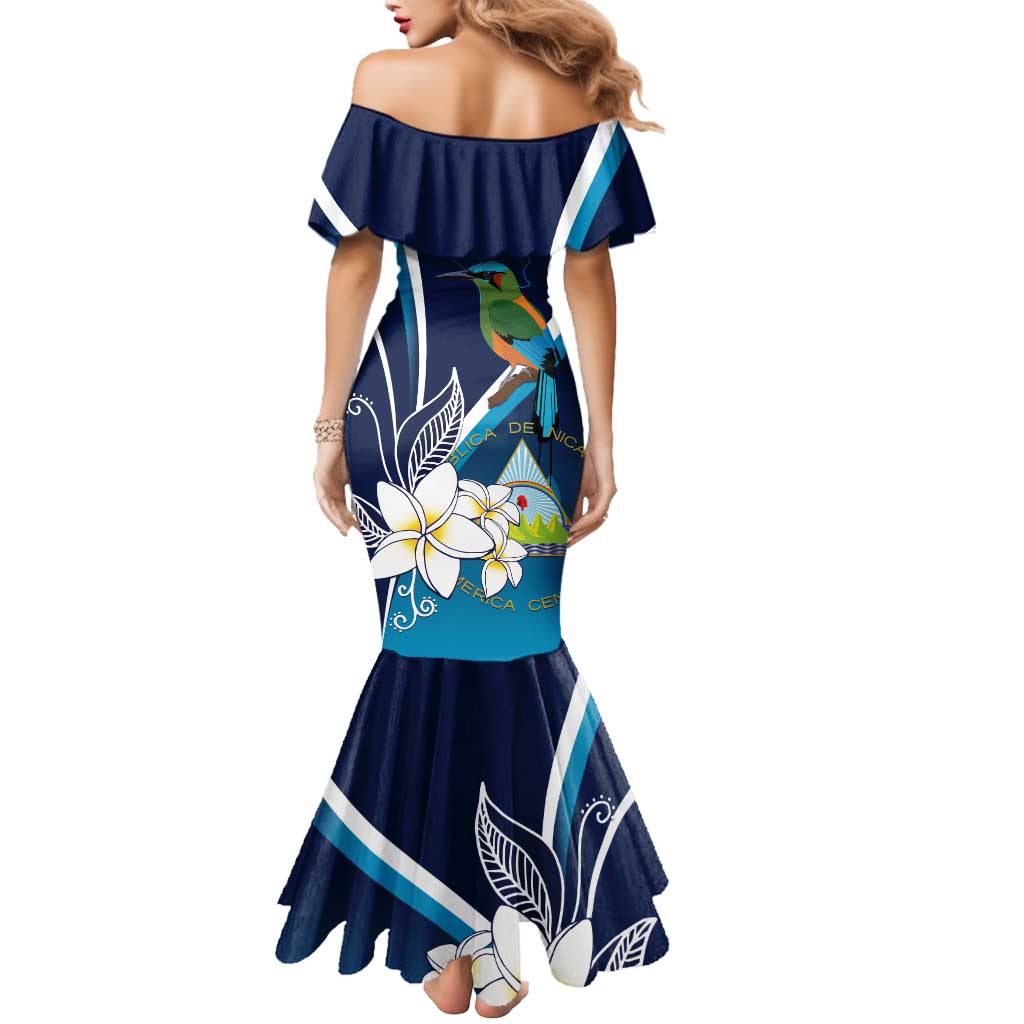 Nicaragua Independence Day Mermaid Dress Motmot Plumeria Floral - Wonder Print Shop