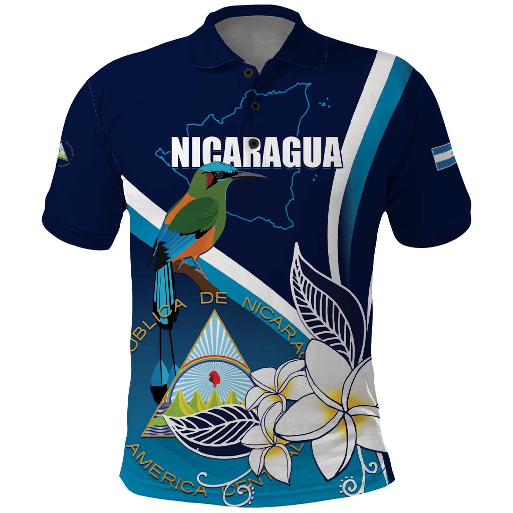 Nicaragua Independence Day Polo Shirt Motmot Plumeria Floral - Wonder Print Shop