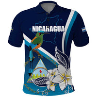 Nicaragua Independence Day Polo Shirt Motmot Plumeria Floral - Wonder Print Shop