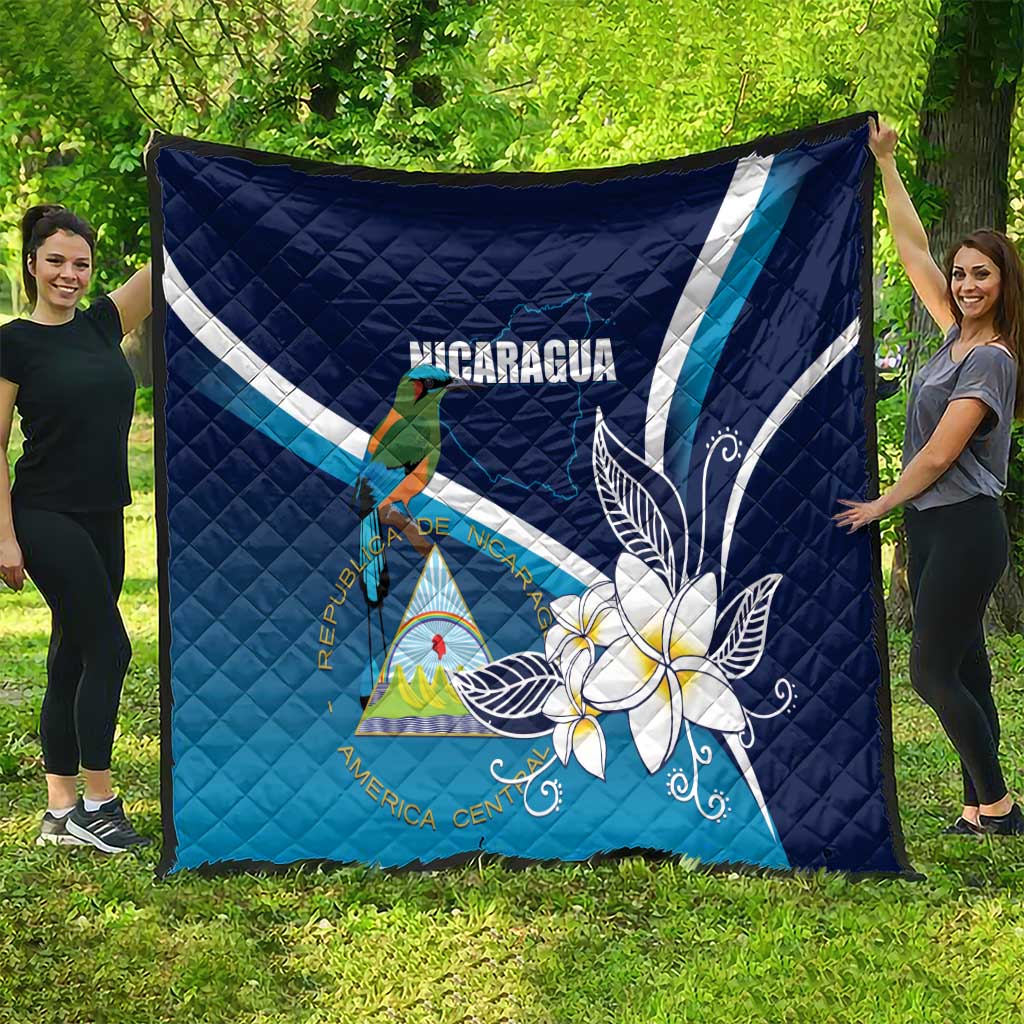Nicaragua Independence Day Quilt Motmot Plumeria Floral - Wonder Print Shop