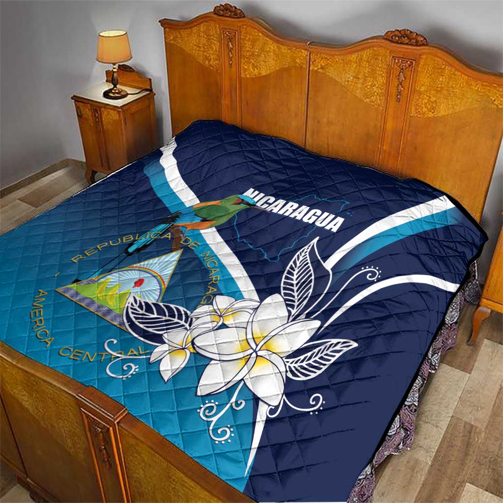 Nicaragua Independence Day Quilt Motmot Plumeria Floral - Wonder Print Shop