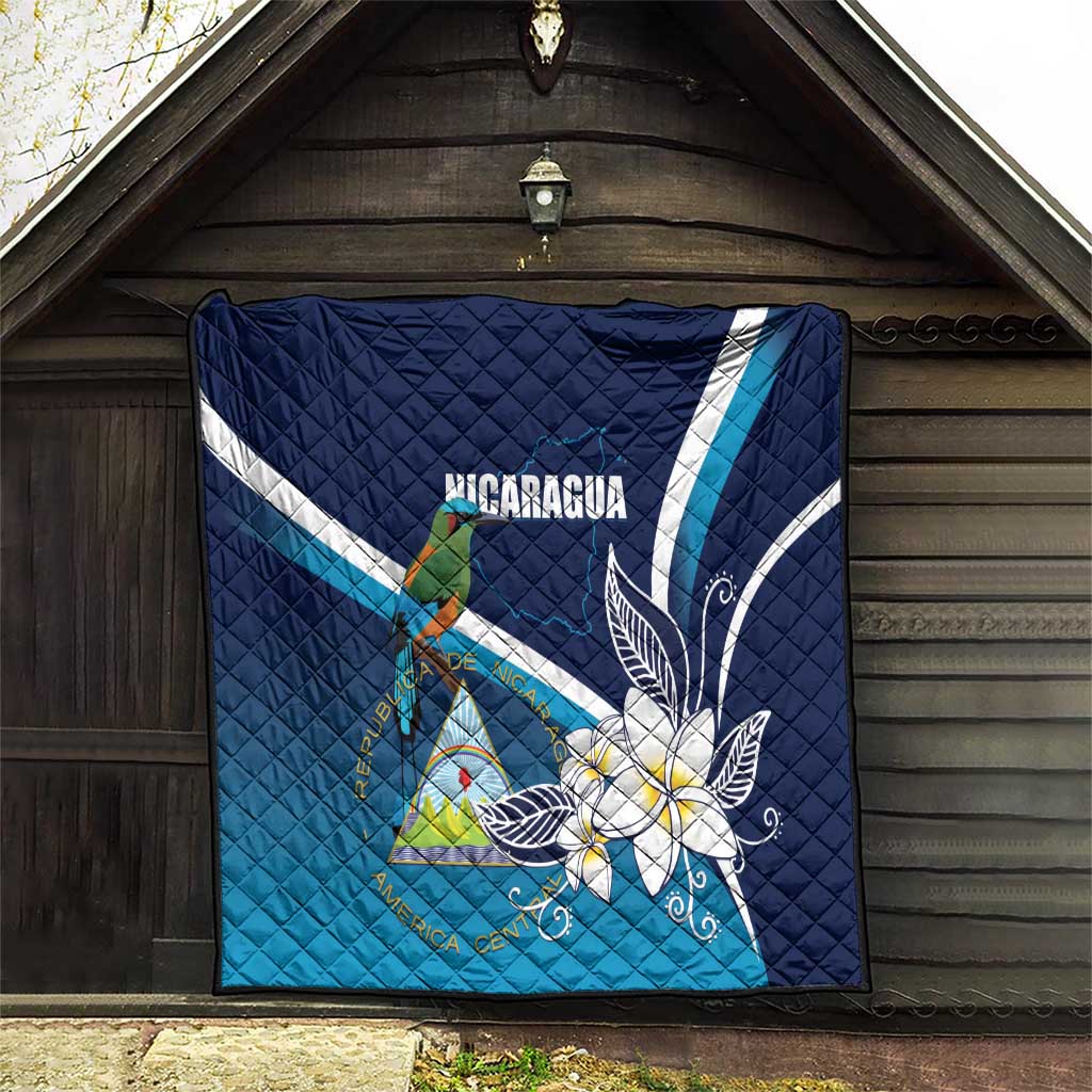 Nicaragua Independence Day Quilt Motmot Plumeria Floral - Wonder Print Shop